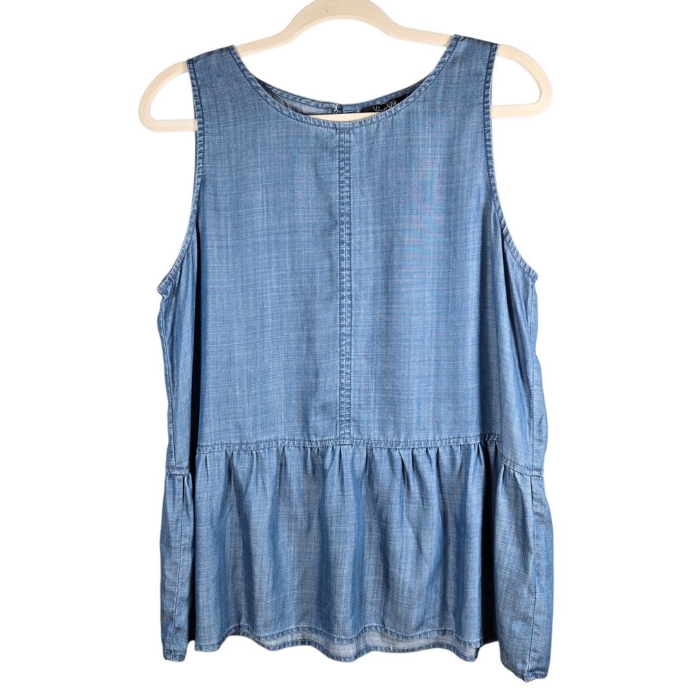 Velvet Heart Sleeveless Peplum Top Womens Large Blue Tencel Casual Tank